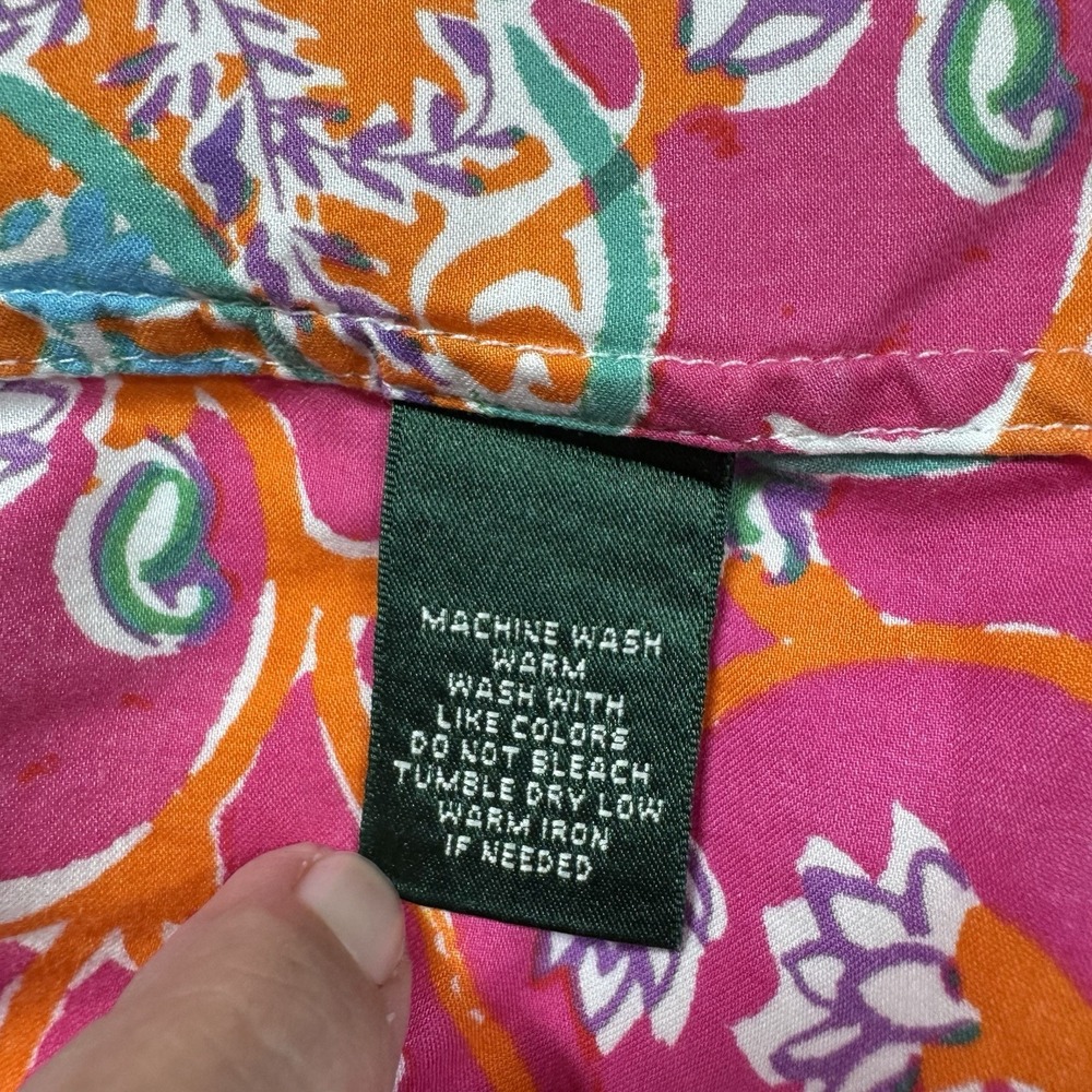 Lauren Ralph Lauren Tunic Top 3X Button 100% Cotton Print 3XL Lightweight Preppy - Picture 8 of 9